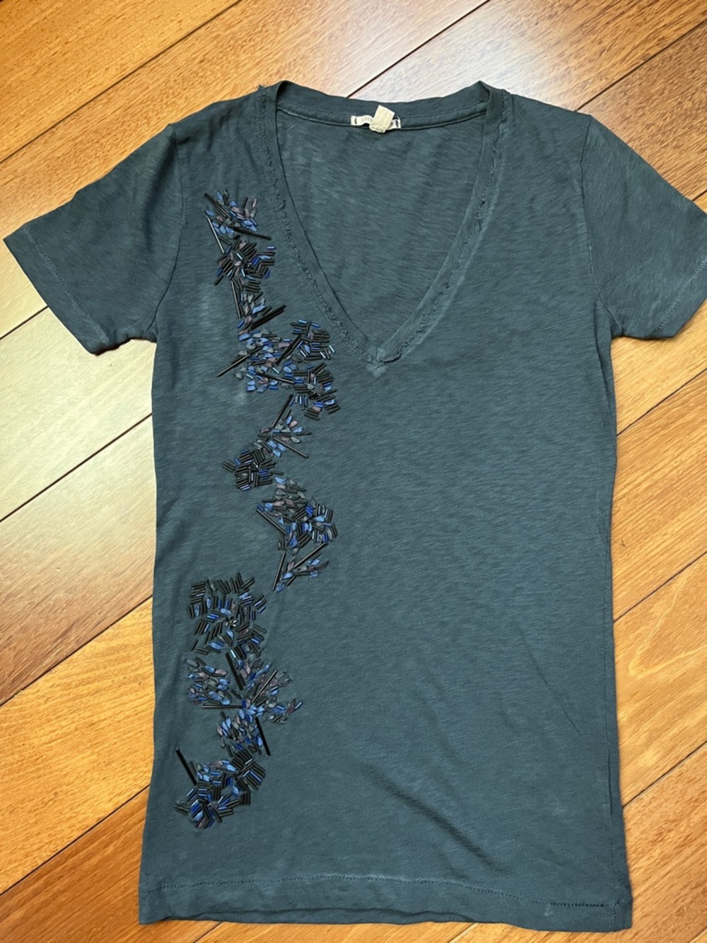 NWOT J. Crew Sequin Embellished V Neck Tee